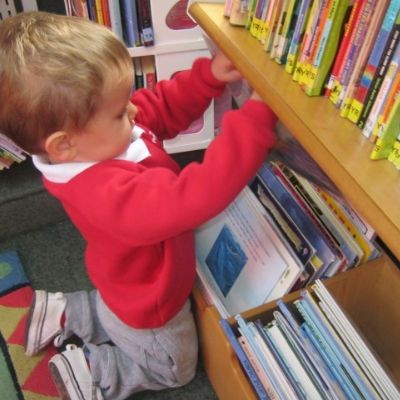 Choosing books from the library van